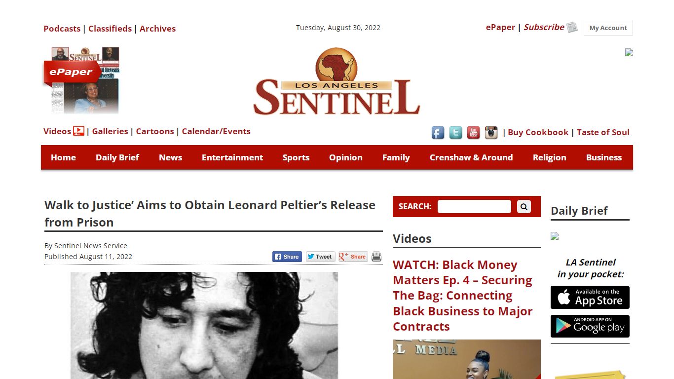 Walk to Justice’ Aims to Obtain Leonard Peltier’s Release from Prison ...